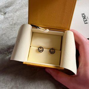 Fendi black stone earrings